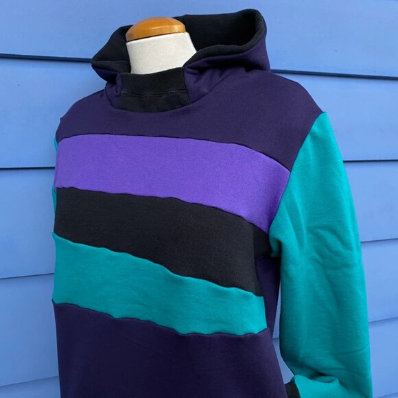 Nebula Upcycled Hoodie w/ Pockets Sweatshirt One of a Kind Clothing MungoCrafts - Picture 2 of 5